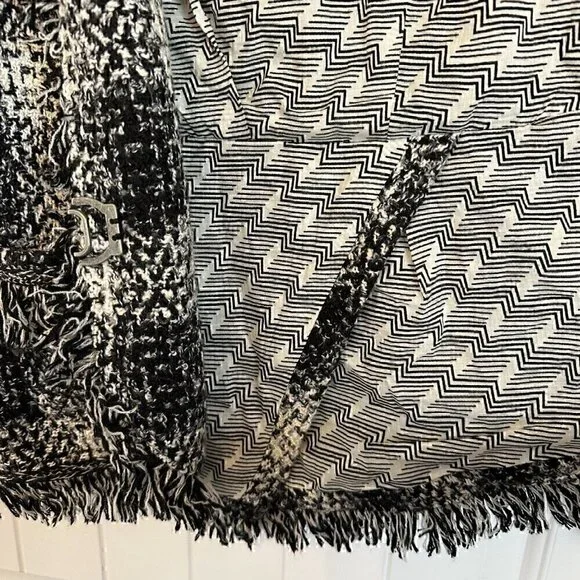 Carol Anderson VINTAGE tweed plaid fringe blazer jacket, women's size 10 - Picture 8 of 15